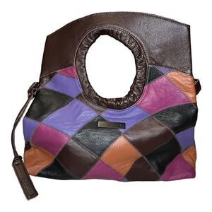 Joe's Jeans Patchwork Leather Multicolor Clutch Handbag Purse Crossbody EUC
